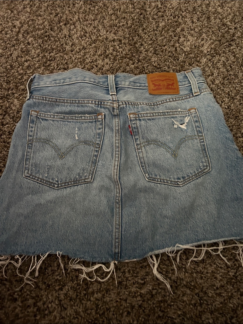 Levi's Medium Wash Distressed Denim Mini Skirt